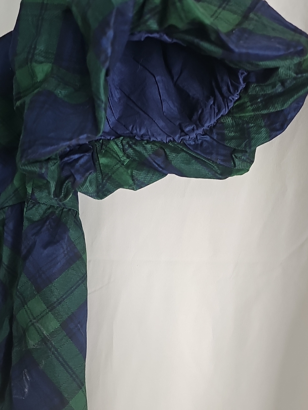 Old Navy Green & Navy Plaid Puff-Sleeve Square-Neck Top - Picture 2 of 7